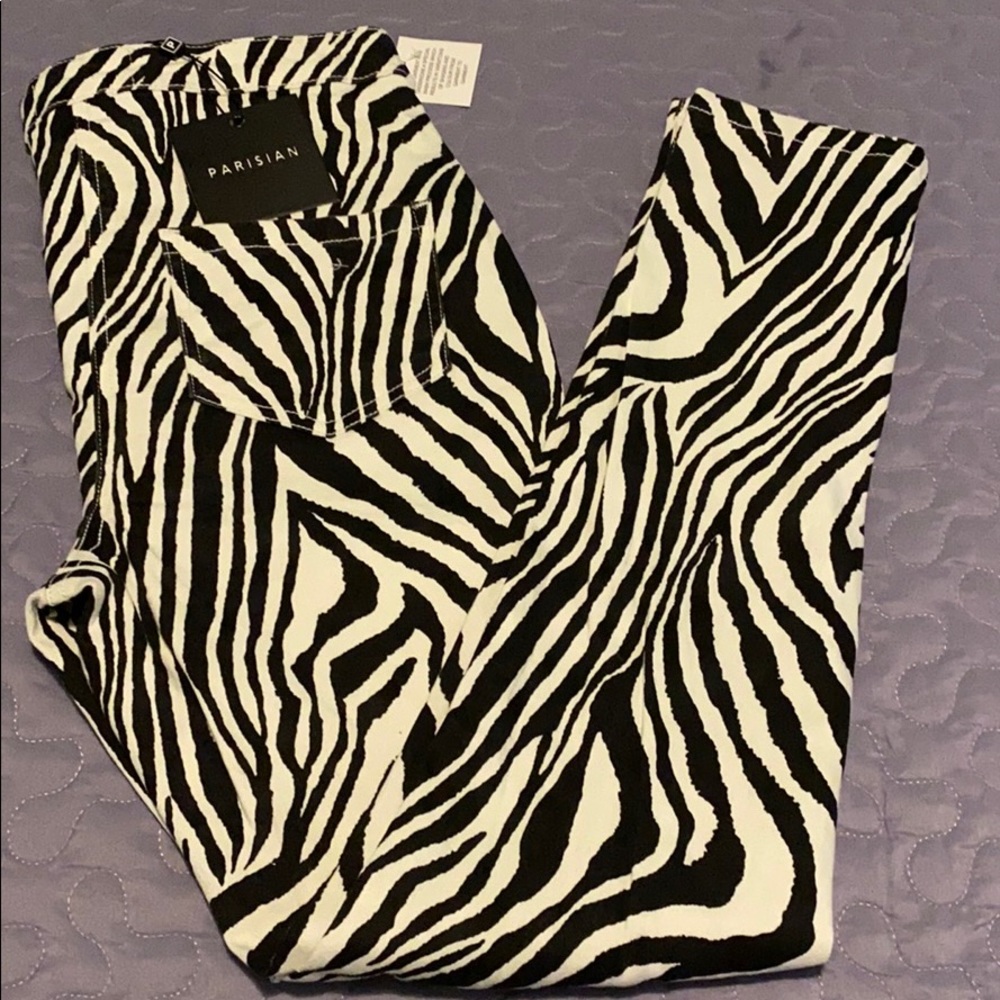 ZEBRA PRINT HIGH RISE SKINNY JEGGINGS